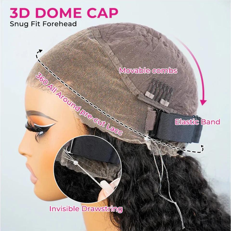 MYLOCKME Women's 360 Glueless Full Lace Wig, 180 Density Brazilian Hair, 32-34 Inch Kinky Yaki Straight, 13x6 HD Lace Frontal, Preplucked Human Hair Wig