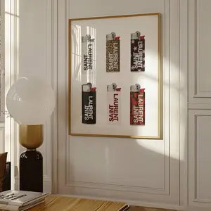 Vintage Retro Print, Trendy Wall Art, Retro Saint Laurent Lighters , NO FRAME