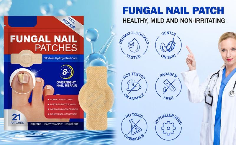 Fungal Nail Patches for Toenail Fungus Treatment – Extra Strength Nail Repair Patches for Damaged & Discolored Nails, Antifungal Nail Care Stickers, Daily Use Nail Repair Kit for Men & Women