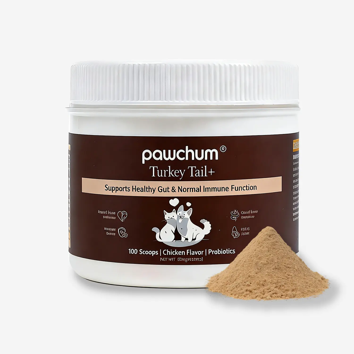 PAWCHUM Turkey Tail Antioxidant Pet Health Supplements - Bacon-Flavor, Grain-Free Probiotics for Dogs, Lipoma Targeting, Immune Booster, Gut Health Support & Allergy Relief