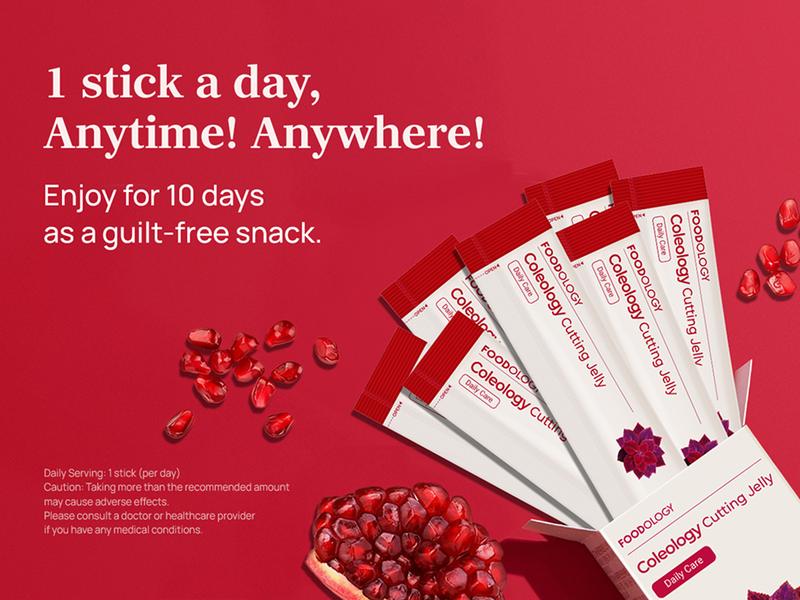 [FOODOLOGY] Coleology Cutting Jelly Balance Daily Diet, Providing Satisfying Fullness, Supports Carbohydrate Metabolism, Promotes Smooth Digestion-1 Pack of 10, Refreshing Pomegranate Flavor Contains Garcinia Cambogia, Chia Seeds Collagen, Hyaluronic Acid