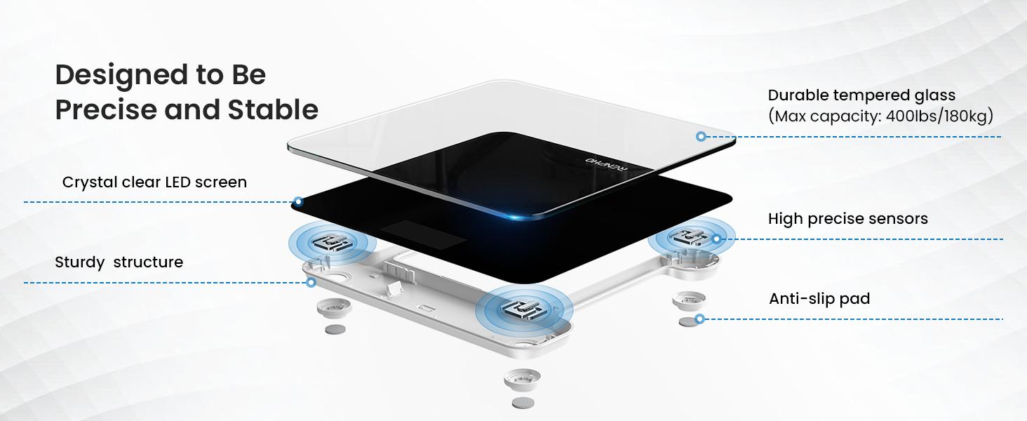 RENPHO Digital Bathroom Scale Accurate Weight Measurement Scale with Backlit LED Round Corner Design, Spring Glow Up Body Scale Weight up to 400 lb/180kg