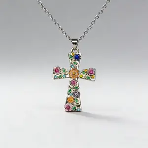 Vintage Rainbow Cross Necklace - A Bold Fusion of Faith, Color & Rebellion