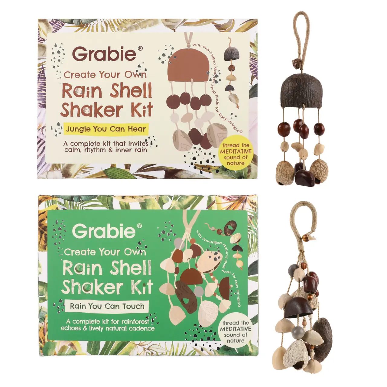 Grabie DIY Rain Shell Shaker Kit - Decor Box with Tropical Hanging Ornaments, Back to School, Class Reward Gift Idea