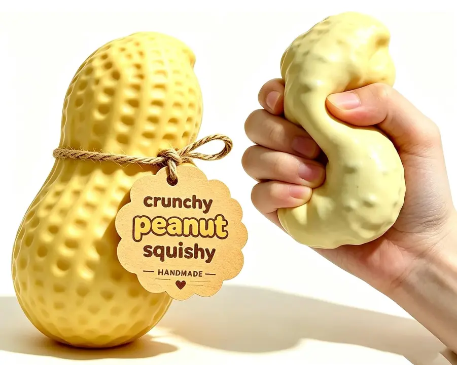Crunchy Sound Peanut Squishy Toy - Unisex Squishies, Fidgets, Stress Toy, Portable Sensory Healing Gadget, Cute Desk Ornament, Festive & Party Gift for Holiday Leisure, Birthday Celebrations, Crunchy Squishy