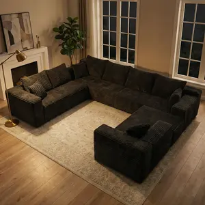 139" Oversized U Shaped Sectional Sofa, 8 Seater Modular Cloud Couch with Chaise, Deep Seat Large Corner Sofa, 4-in-1 Flexible Combination Living Room Furniture, No Assembly, Multi‑Package Shipping
