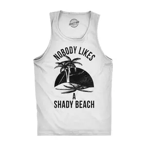 Mens Shady Beach Funny Cool Tees Sleeveless Gym Workout Novelty Fitness Tanktop Funny Workout Shirt for Men with Plus Sizes Funny Fitness Sleeveless Tee Novelty Tank Tops for Guys White