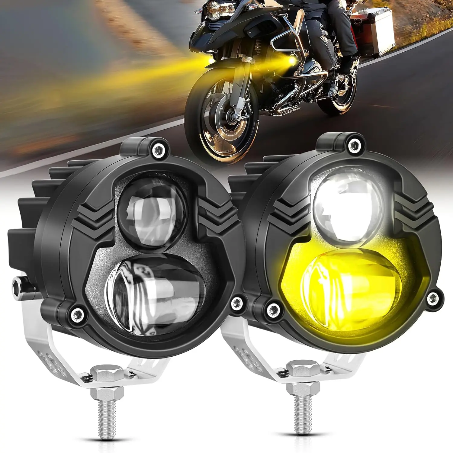 Nilight Motorcycle Driving Lights 2.7 inch White Amber Spot Beam Fog Light LED Pods IP67 Waterproof Auxiliary Offroad Lighting for Motorbike Dirt Bike e-Bike Scooter Snowmobile ATV UTV SUV  dealsforyoudays, Motorcycle Parts, Offroad Compatible fathersdayg