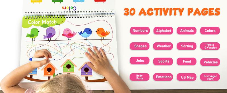BenBen Busy Book for Toddlers, 30 Pages, Pre-Assembled, Preschool Learning Activities, Montessori Toys for Ages 3 and Up, Autism Sensory Toys, Kids Educational Activity Book, Birthday Gift