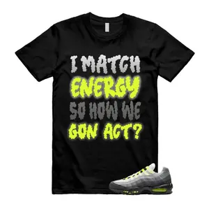Tee Matching 95 Big Bubble Neon Yellow Black Cool Grey 2026, 95 Neon Shirt, Classic Fit, 100% Cotton, Crew Neck Comfortable Short Sleeve Tee