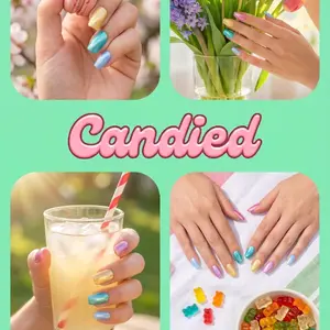 Candied design Hand crafted, premade, reusable manicure set Design Press On Nails New Season Spring