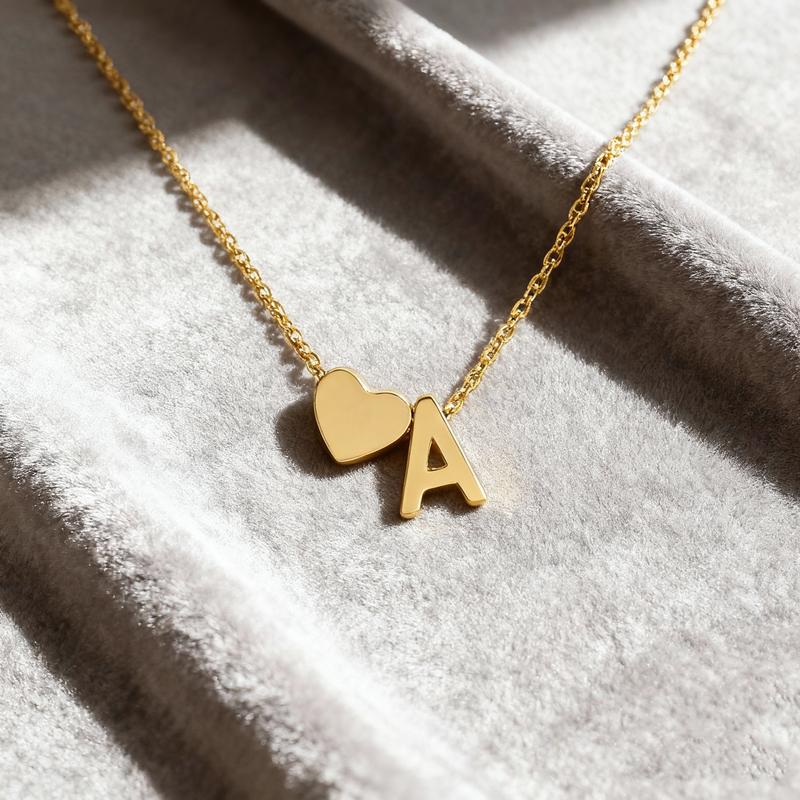 GGIRL 18K Gold Plated Heart Initial Letter A-Z Necklace for Women Alphabet Pendant Dainty Fashion Jewelry Gift for Holiday Haul Christmas Birthdays Anniversaries