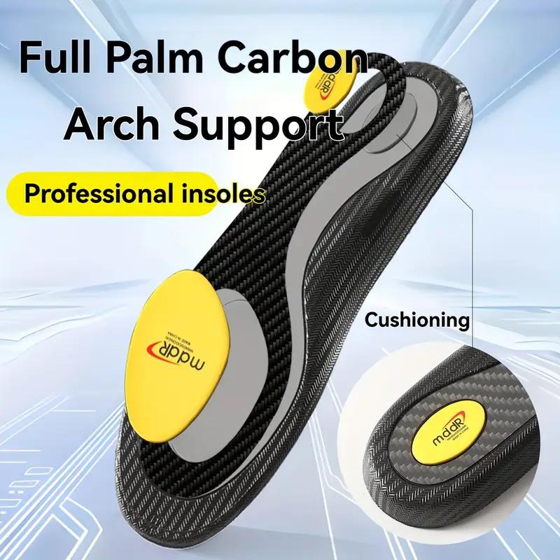 Big Size Carbon Plate Arch Support Insole for Sports Shoes Anti Slip Low Arch Support High Elasticity Shock Absorption Anti Torsion Ergonomic Comfort for Work Boots and Various Shoes