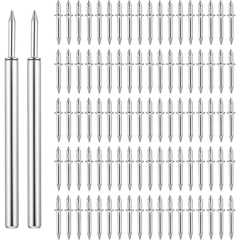 200pcs Double-Head Skirting Thread Seamless Nail with Screws & Specific Sleeve Tool, Non-Marking Double-Headed Nails, Invisible  Mouting Screws for Baseboard Wall Panels Furniture Cover Plates, No Drilling Required