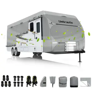 Umbrauto RV Travel Trailer Cover — Lightweight Waterproof Camper Cover with Windproof Straps & Gutter Protection