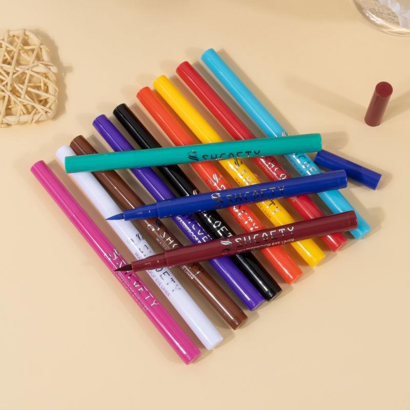 SUGARTY Colorful Liquid Eyeliner 12pcs Set Long Lasting Easy Application Professional Daily Makeup Accessories Cosmetic