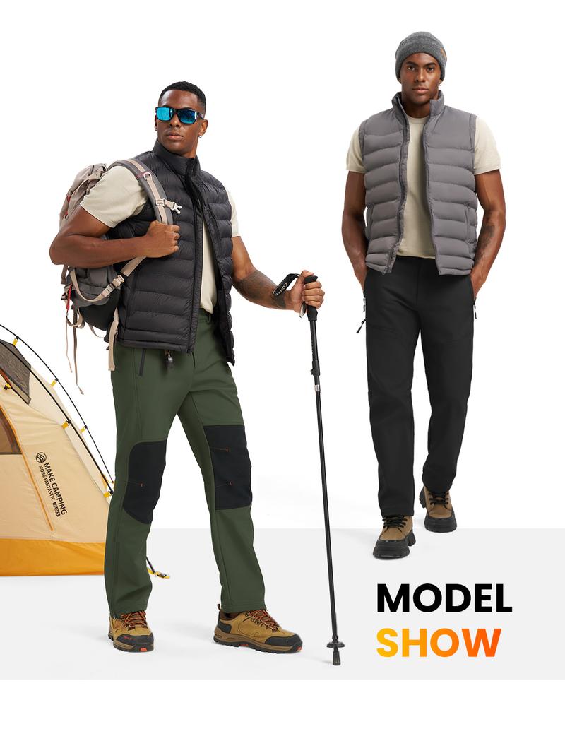 GOPUNE Men's Waterproof Fleece Lined Winter Insulated Outdoor Snowboard Hiking Trousers Snow Ski Pants with Zipper Bottom Leg