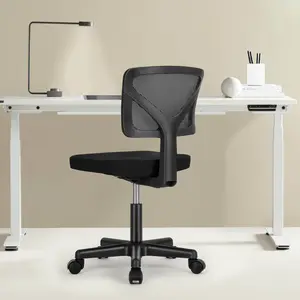 Armless Mesh Office Chair Ergonomic Computer Desk Chair with Breathable Mesh Back Y-shaped Backrest High-quality Load-bearing 250 lbs Simple Installation