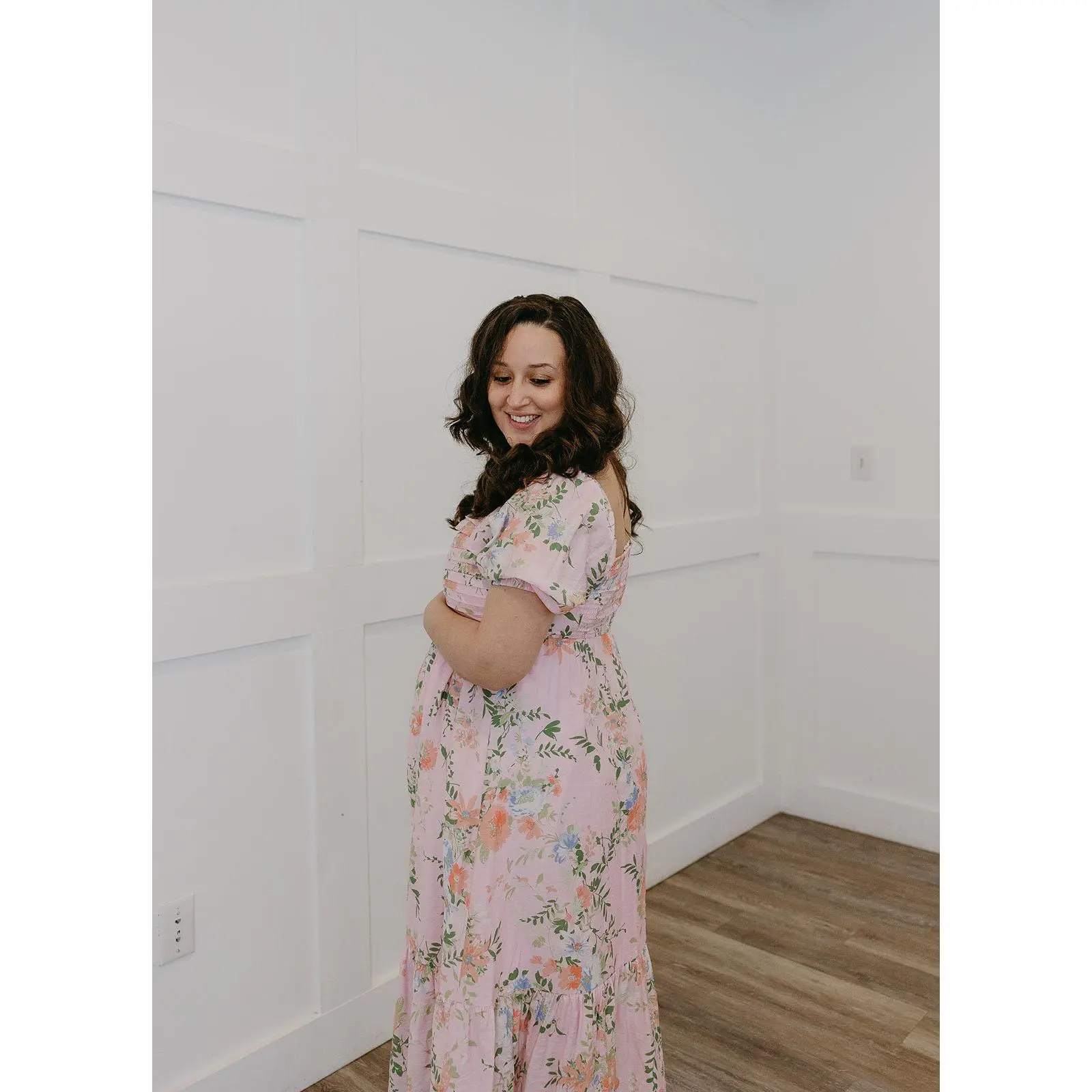 The Floral Pleated Midi | Romantic Bump Friendly Dress