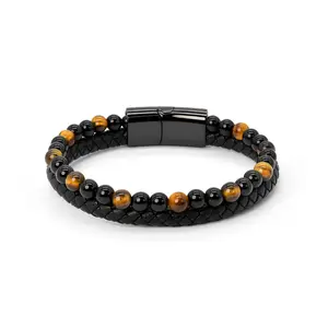 VOGCOME Money Attraction Bracelet with Tiger Eye -beaded jewelry protection bracelet encouragement gift fashion artificial bracelet of the day Handmade Leather Bracelet