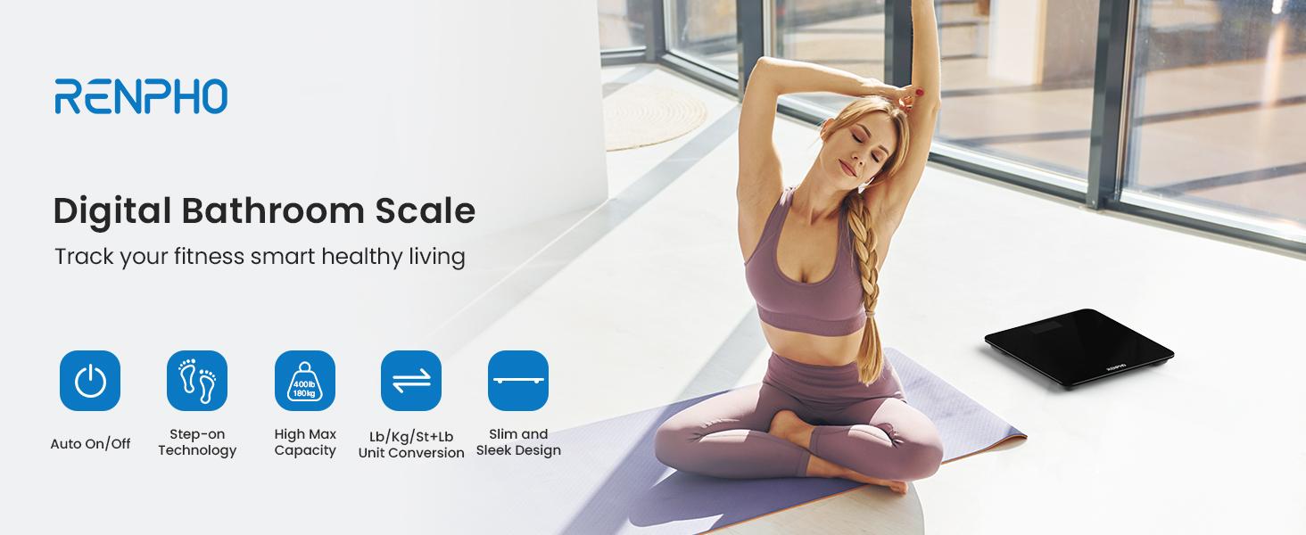 RENPHO Digital Bathroom Scale Accurate Weight Measurement Scale with Backlit LED Round Corner Design, Spring Glow Up Body Scale Weight up to 400 lb/180kg