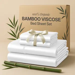Lux Decor 100% Organic Bamboo Sheets – Ultra-Soft, Cooling Sheets- Breathable Friendly Fabric - Wrinkle Free Sheets with Pillowcases - All Season Comfort