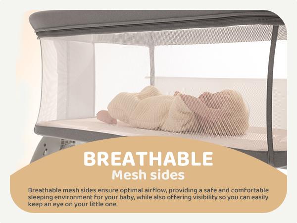 HARPPA 3-in-1 Rocking Baby Bassinet & Bedside Sleeper, Height Adjustable Crib,  Baby Bassinet with Wheels & Storage Basket, Sleeping Cot, Baby Essentials