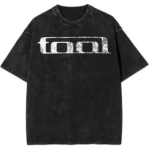 Men's and women's rock band heavy metal music retro washed T-shirt cotton top fun T-shirt summer oversized worn-out holiday