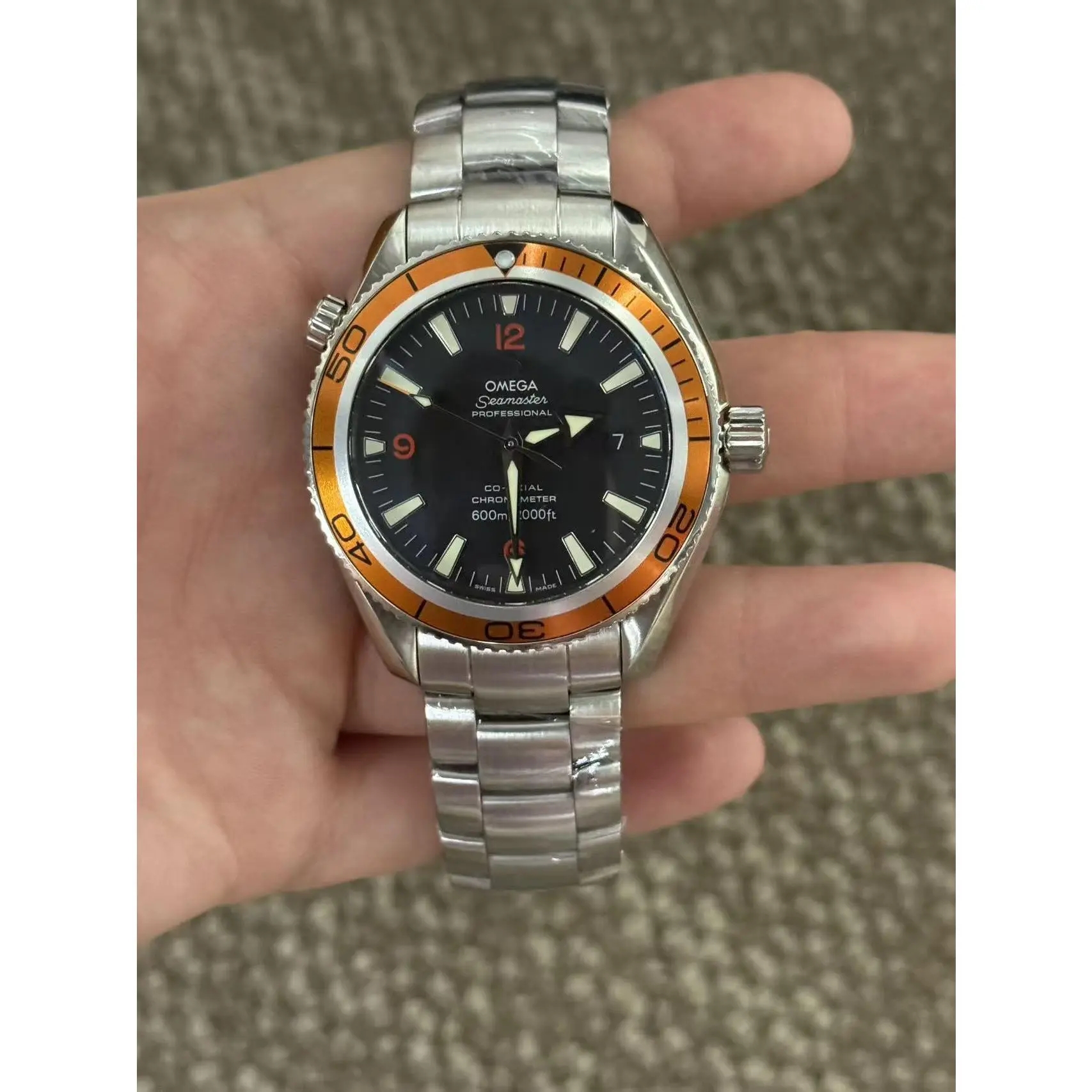 Omega Seamaster 42, steel bracelet, green bezel, black dial, mechanical movement, # TK-81854911, 18 cm, Jason1