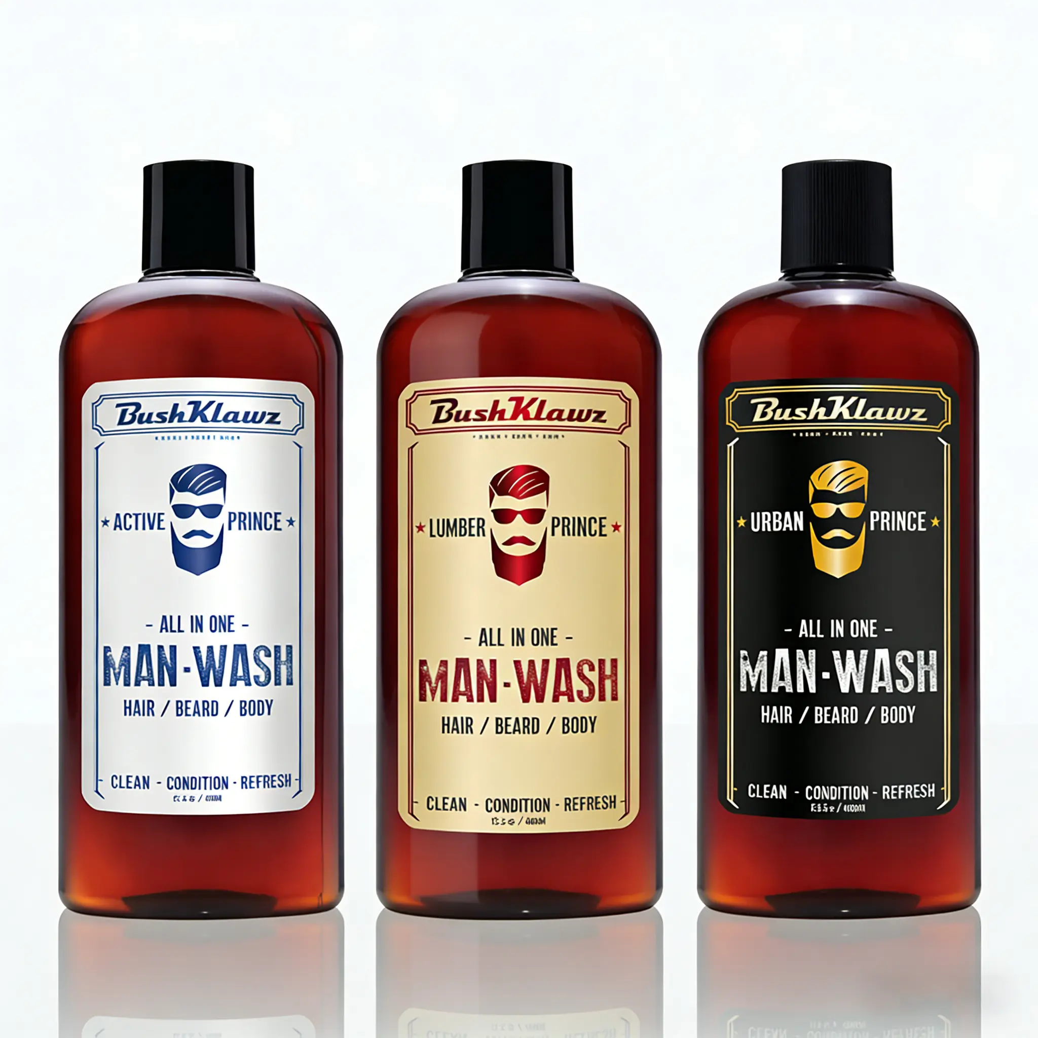 BushKlawz All-In-One Men's Wash Series - 3-in-1 Shampoo & Conditioner for Hair Beard & Body - Deep Cleanses Moisturizes Soothes Scalp Adds Volume - Cologne Scent - 13.5 oz 400ml