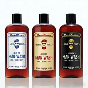 BushKlawz All-In-One Men's Wash Series - 3-in-1 Shampoo & Conditioner for Hair Beard & Body - Deep Cleanses Moisturizes Soothes Scalp Adds Volume - Cologne Scent - 13.5 oz 400ml