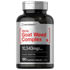 Horbäach Horny Goat Weed Complex | 10,340 mg | 180 Capsules | Vegetarian, Non-GMO, and Gluten Free Formula with Tribulus, Maca, Yohimbe, and L-Arginine