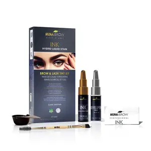 Mina Ibrow - Ink Hybrid Liquid Stain, Brow & Lash Tint Kit - Dark Brown 14ml