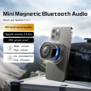 Magnetic Mini Speaker - 5W Mini Speaker, supports Bluetooth 5.4 wireless connection, RGB lighting effect, 7-hour playback time, suitable for portable phone stands for iPhones, travel, and golf carts, black