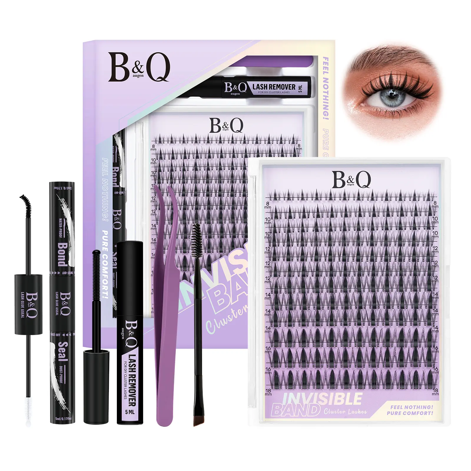 【Exclusive】Fairy Lash Kit l B&Q Invisible Band Wispy Manga Individual Clusters,C Curl for DIY Eyelashes Extension,Waterproof Sleep Proof,Long Lasting Fake Lash Cosmetic Makeup Spiky Anime Lash Outdoorfun Vacation Lash Dolly #tiktokshopbacktoschool