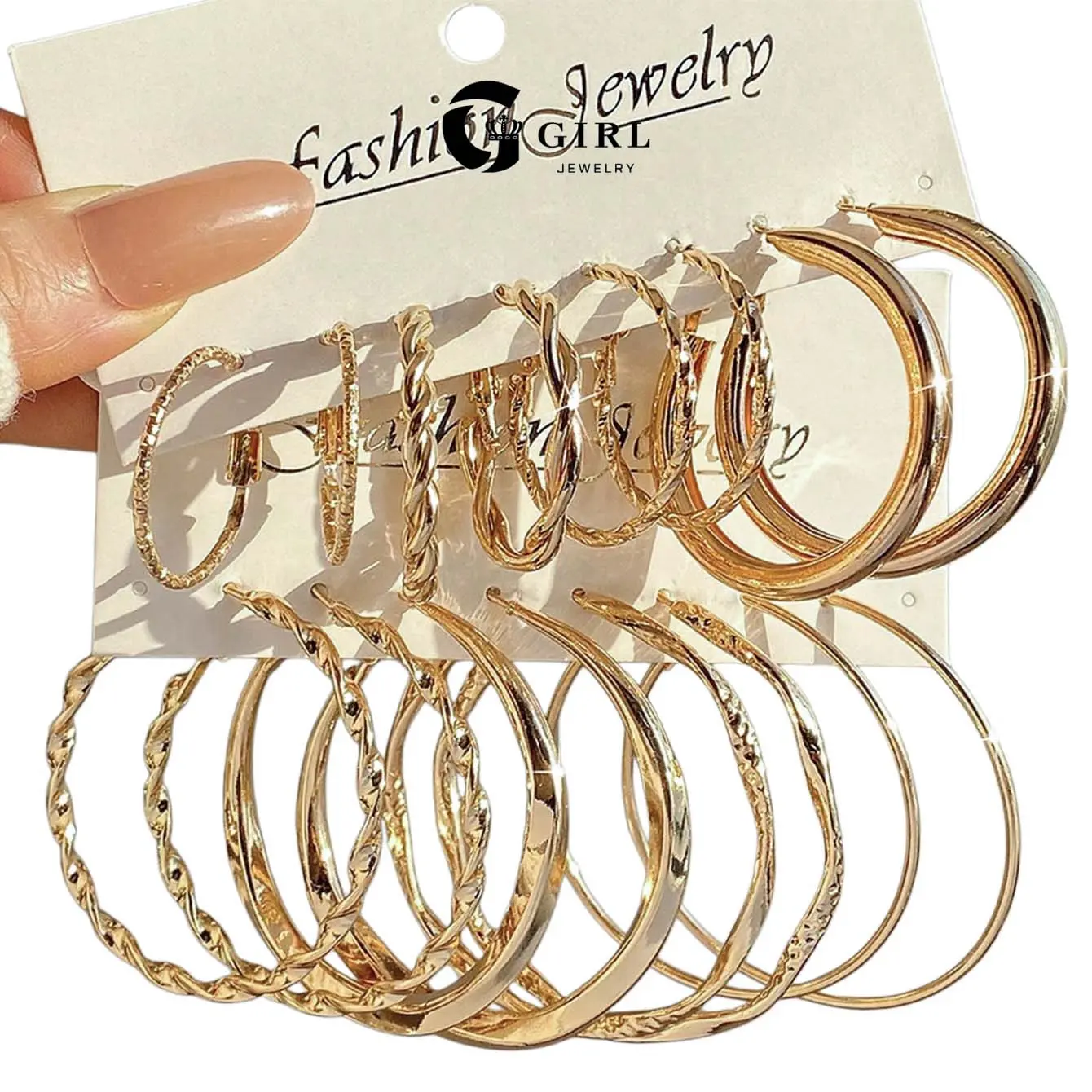 GGIRL 18k Gold-Plated Stackable Hoop Earrings Set - Twisted and Smooth Designs, Multiple Sizes for Layered Look, Ideal Gift for Earring Enthusiasts to Elevate Outfits tiktokshopbacktoschool