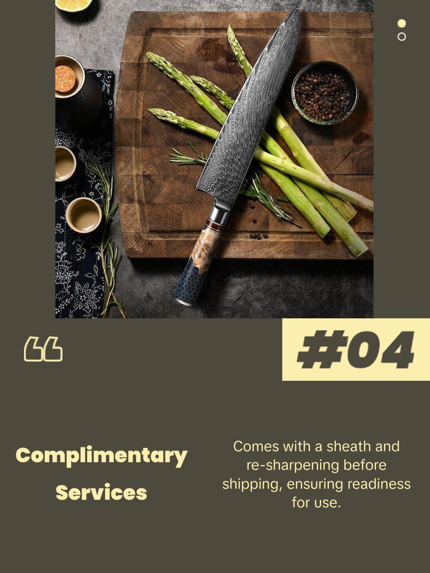 YAMATO VG10 9" Chef's Knife with Olive Burl Wood & Honeycomb Resin Composite Handle