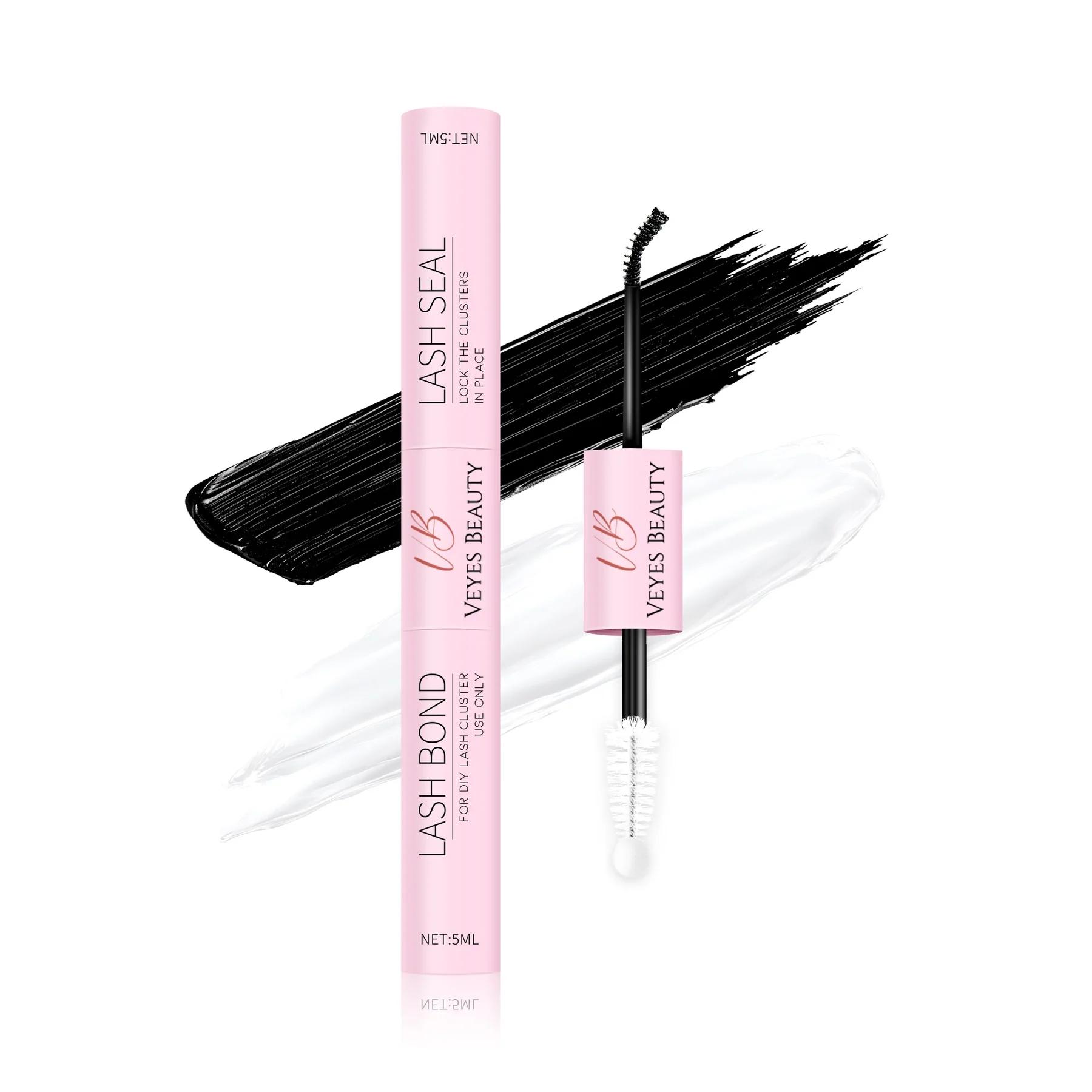 VEYESBEAUTY Lash Bond & Seal - Black 10ml Waterproof 2 in 1 Cluster Lash Glue for Eyelash Extensions Long Lasting Strong Hold Individual Makeup Cosmetic
