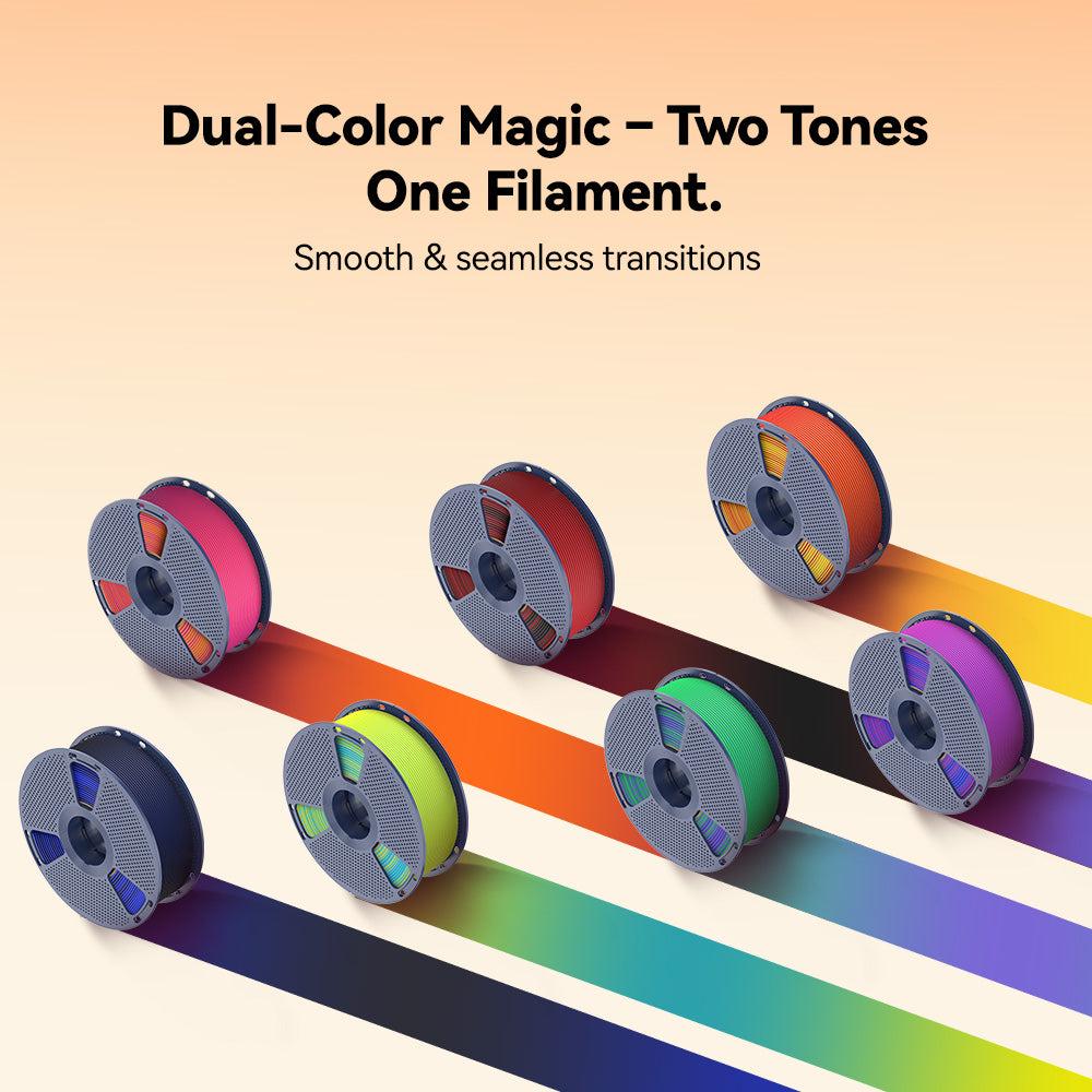 SUNLU Matte PLA Dual-Color 3D Printer Esthenic Filament 1KG, Seamless Two-Tone Shifts & Soft Matte Finish