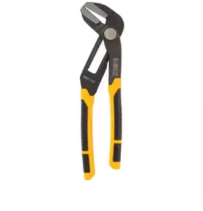 DEWALT 12 IN V-GROOVE JAW PUSHLOCK PLIER with 15% Wider Jaw Opening Extended Length True Quick Adjust 1-Handed Operation Fully-Hardened Cr-V Steel Non-Pinch Grip