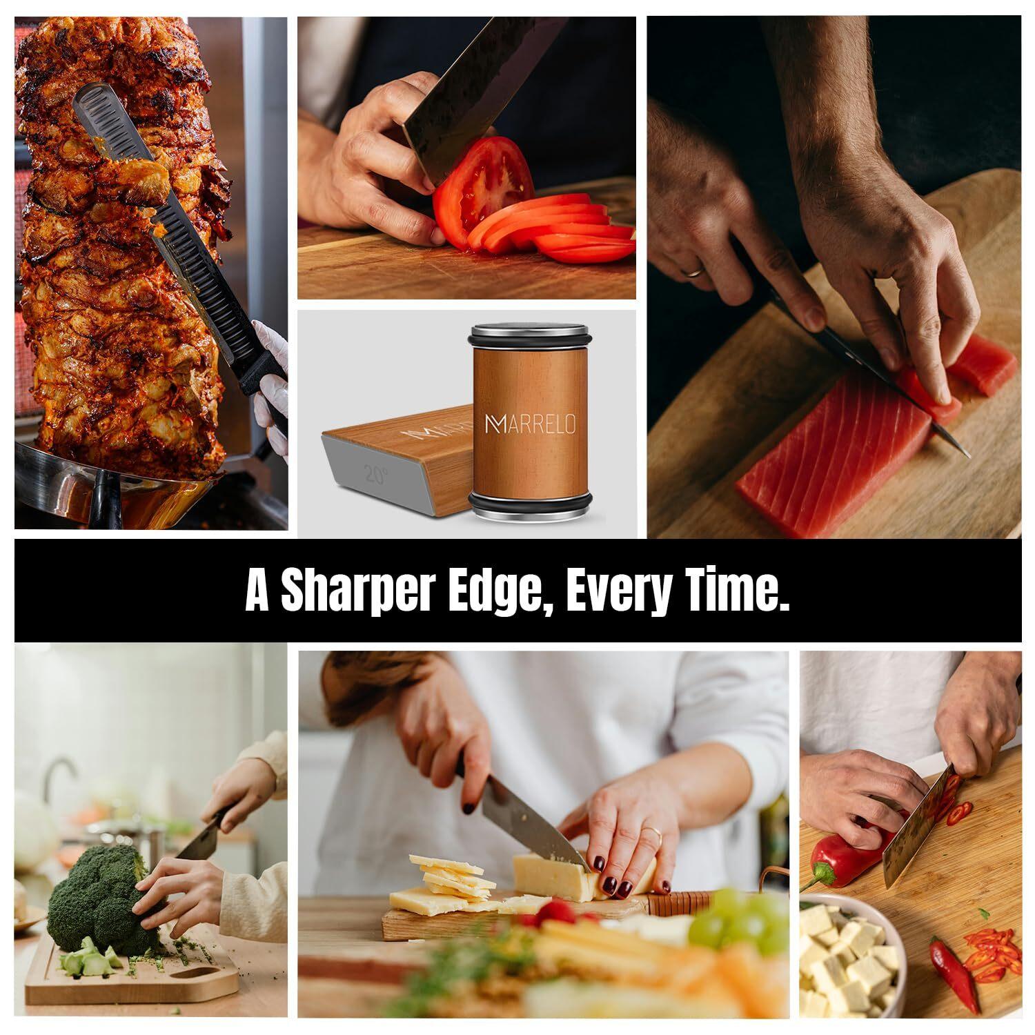 Marrelo 2 Piece Rolling Knife Sharpener Set Precision Kitchen Knife Sharpener with 15 and 20 Degree Angles Diamond and Ceramic Discs Magnetic Guide Portable and Non Slip Base Marrelo 2 Piece Rolling Knife Sharpener Set Precision Kitchen Knife Sharpener with 15 and 20 Degree Angles Diamond and Ceramic Discs Magnetic Guide Portable and Non Slip Base