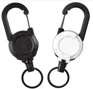 2pcs Heavy Duty Retractable Keychain Multitool Carabiner Badge Holder with 58cm Stainless Steel Cord for Men and Women Tactical ID Badge Reel