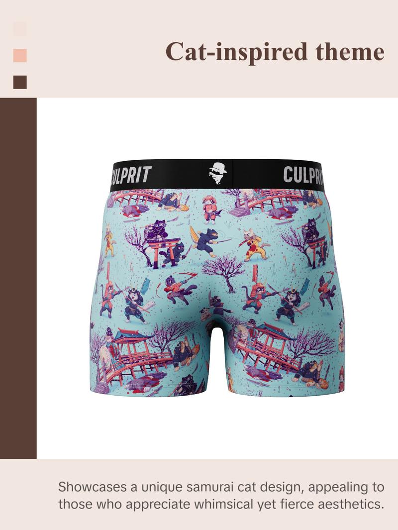 Samurai Cats Boxer Briefs w/ Fly for Men – Fierce Style, Supreme Comfort & Everyday Functionality Menswear