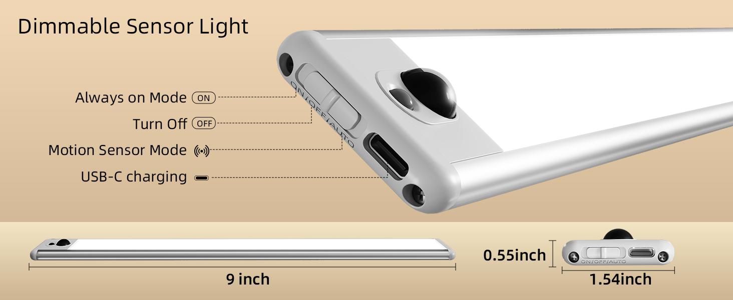 EZVALO Under Cabinet Lights, Warm Light, Wireless, Rechargeable Motion Sensor Light, Dimmable. Black Friday, Christmas Gift, home decor #springtok Lighting Modes Adjustable