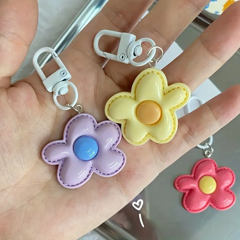 [Resin Flower Keychain] 1/20pcs Resin Cartoon Flower Keychain | Birthday Festival Decorative Floral Charm for Bags, Creative Gift for Parties - Plant Theme Ladies Key Ring Accessory