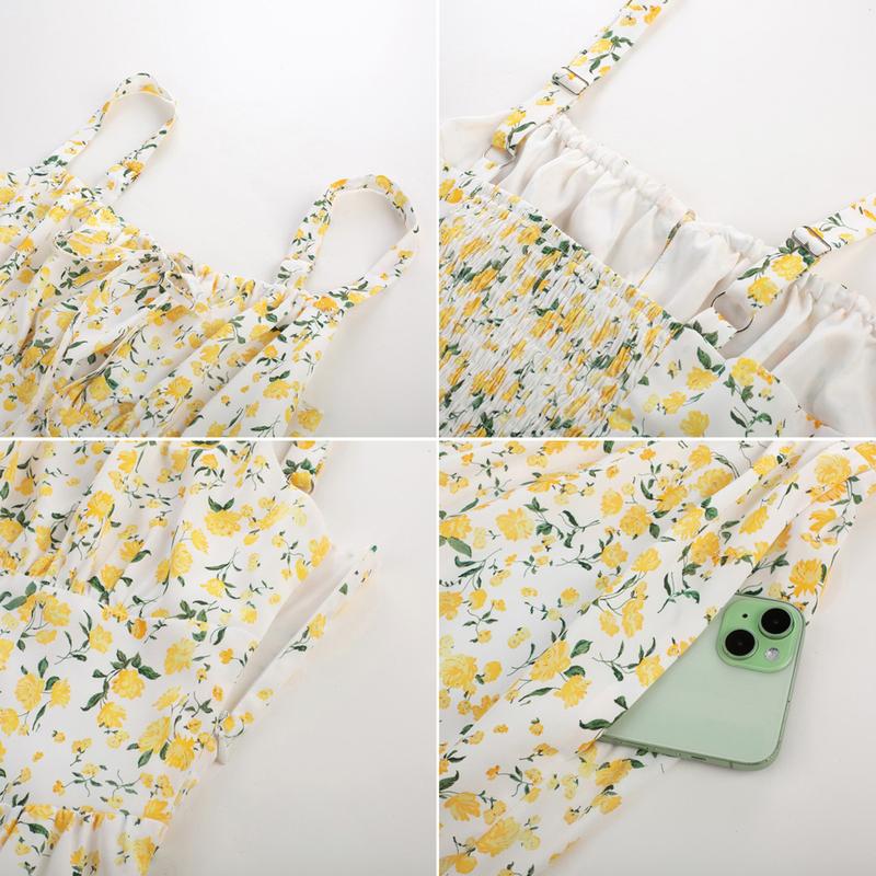 【Valentine's Day Limited】Grace Karin Women's Floral Midi Dress Corset Sundresses 2026 Summer Spring Vacation Milkmaid Dresses