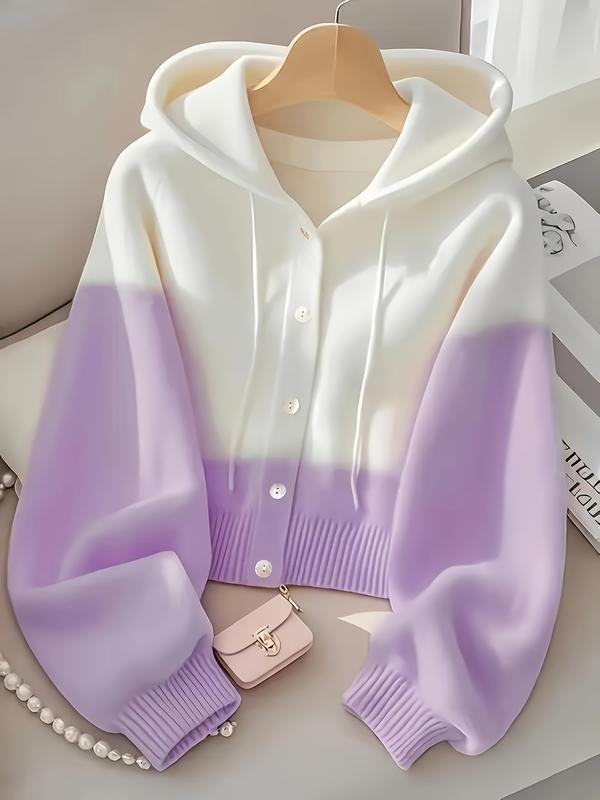 Pink & White Color Block Hoodie | Oversized Button-Up Crop Top  Yellow & White Color Block Hoodie | Trendy Cropped Sweatshirt  Blue & White Color Block Hoodie | Cozy Button-Up Crop Hoodie  Purple & White Color Block Hoodie | Y2K Aesthetic Cropped Top