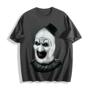 Terrifier Art the Clown Horror Movie Graphic Tee | Vintage Wash Halloween Style Tee | Scary Movie Night Outfit | Classic Unisex Relaxed Fit Streetwear Top | Creepy Gift for Horror Lovers | Spooky Birthday Present for Him or Her