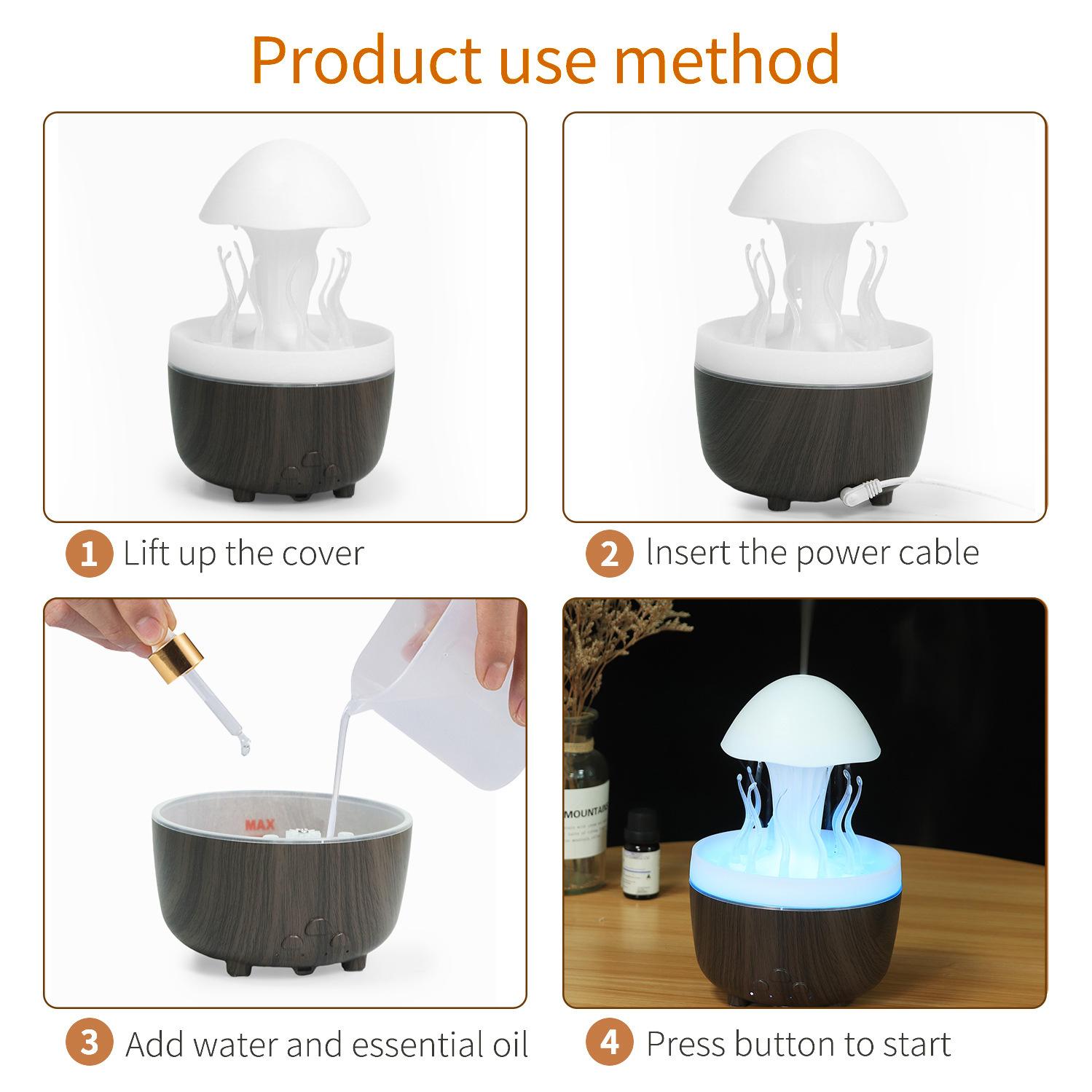 Jellyfish Raindrop Aroma Diffuser Humidifier, 3-in-1 Cool Mist Humidifier with LED Mood Light, Ultra Quiet Essential Oil Diffuser for Bedroom, Home, Office, Desk Decor Jellyfish Raindrop Aroma Diffuser Humidifier, 3-in-1 Cool Mist Humidifier with LED Mood Light, Ultra Quiet Essential Oil Diffuser for Bedroom, Home, Office, Desk Decor