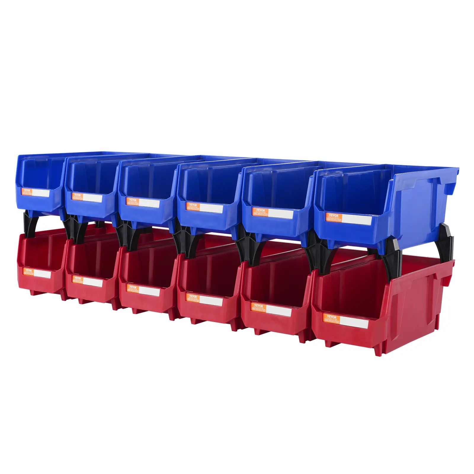 【summerfinds】VEVOR Plastic Storage Bin, (11-Inch x 5-Inch x 5-Inch), Hanging Stackable Storage Organizer Bin, Blue/Red, 12-Pack, Heavy Duty Stacking Containers for Closet, Kitchen, Office, or Pantry Organization